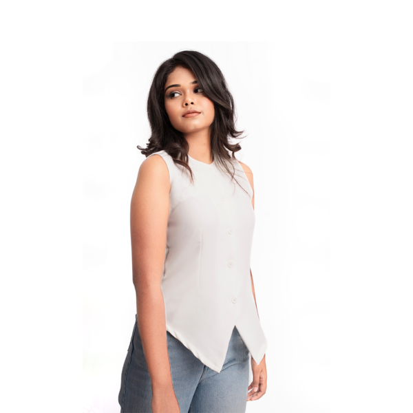 Button Up Round- Neck Waistcoat​