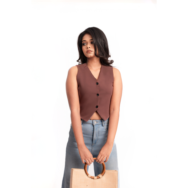 Button Down V-neck Waistcoat - Image 3