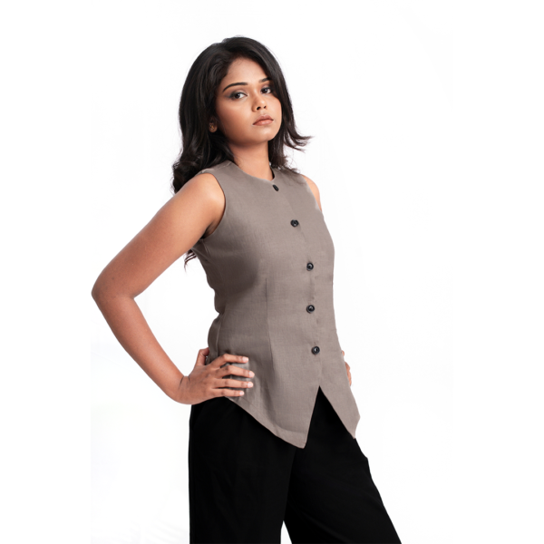 Button Up Round- Neck Waistcoat​ - Image 3